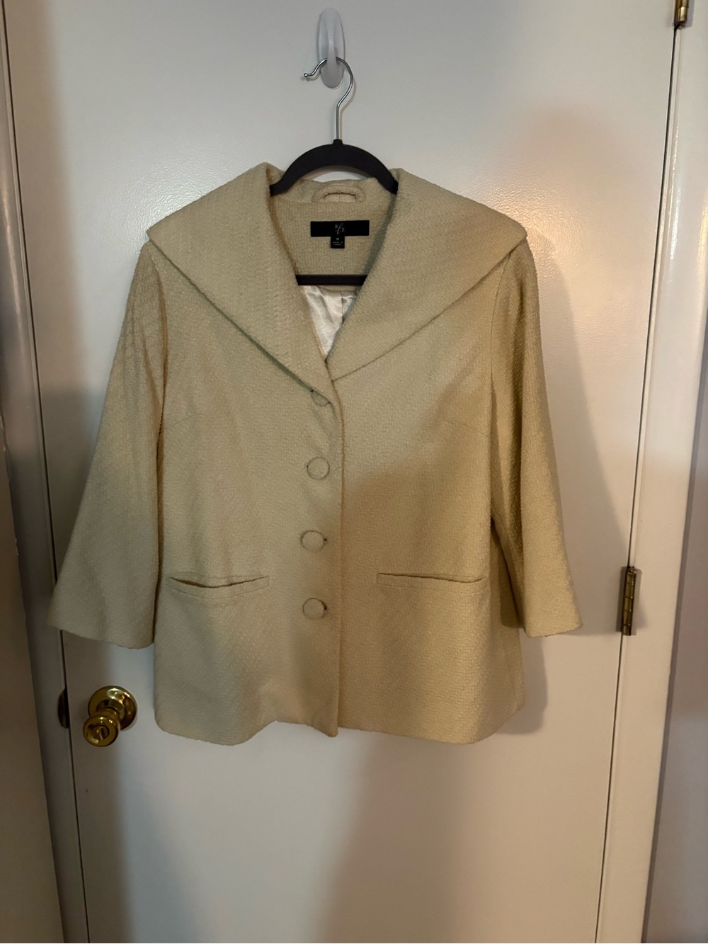 Rachel Zoe Cream Bouclé Hooded Blazer Jacket